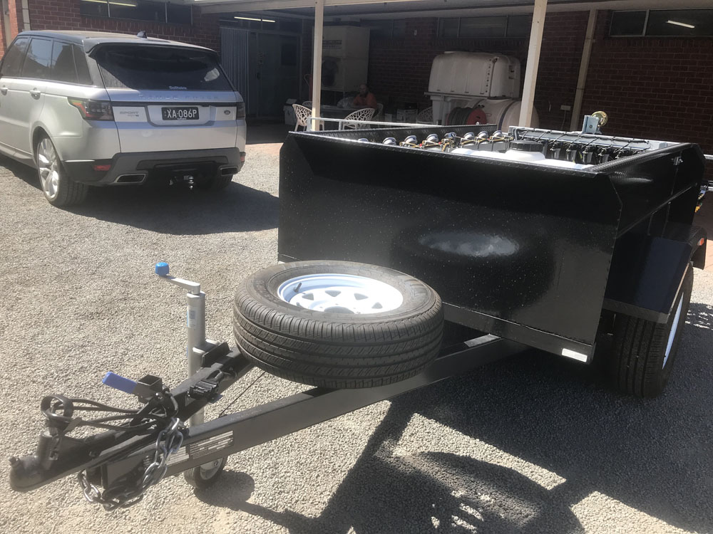 The Trial Plot spray trailer comes with a spare tyre - it pays to be prepared!