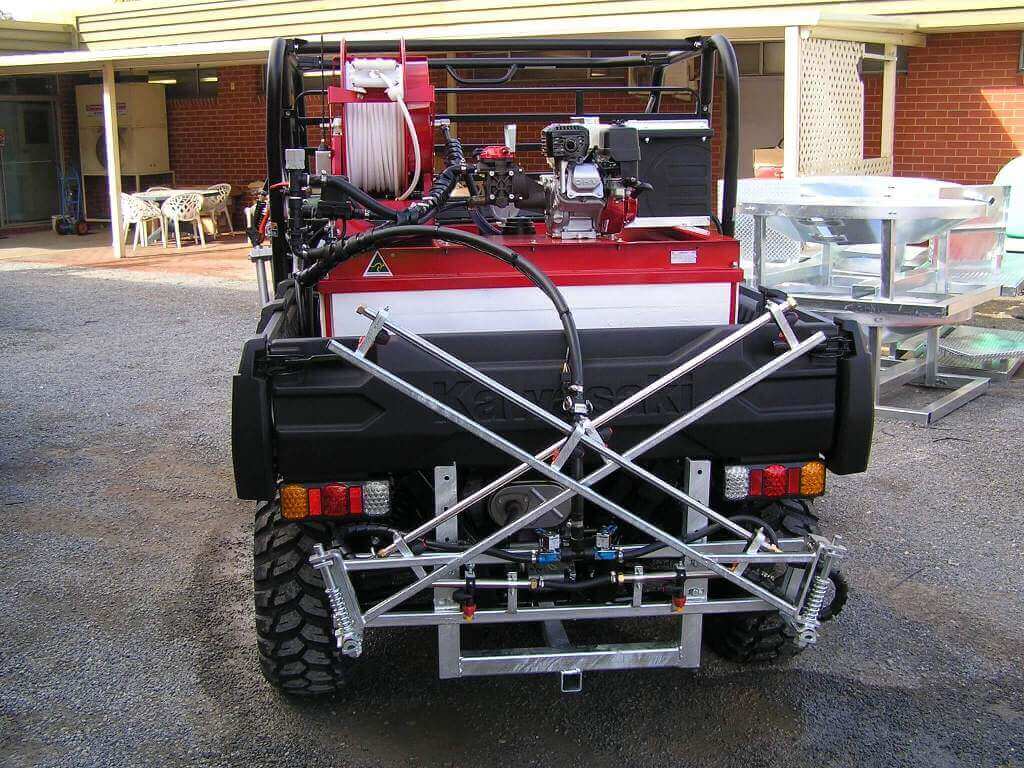 Customisation done for the City of Pt Pirie for maintenance of roadside furniture-a 550-litre tank electric start Honda Motor; 4-m boom chemical injection with twin handspray guns