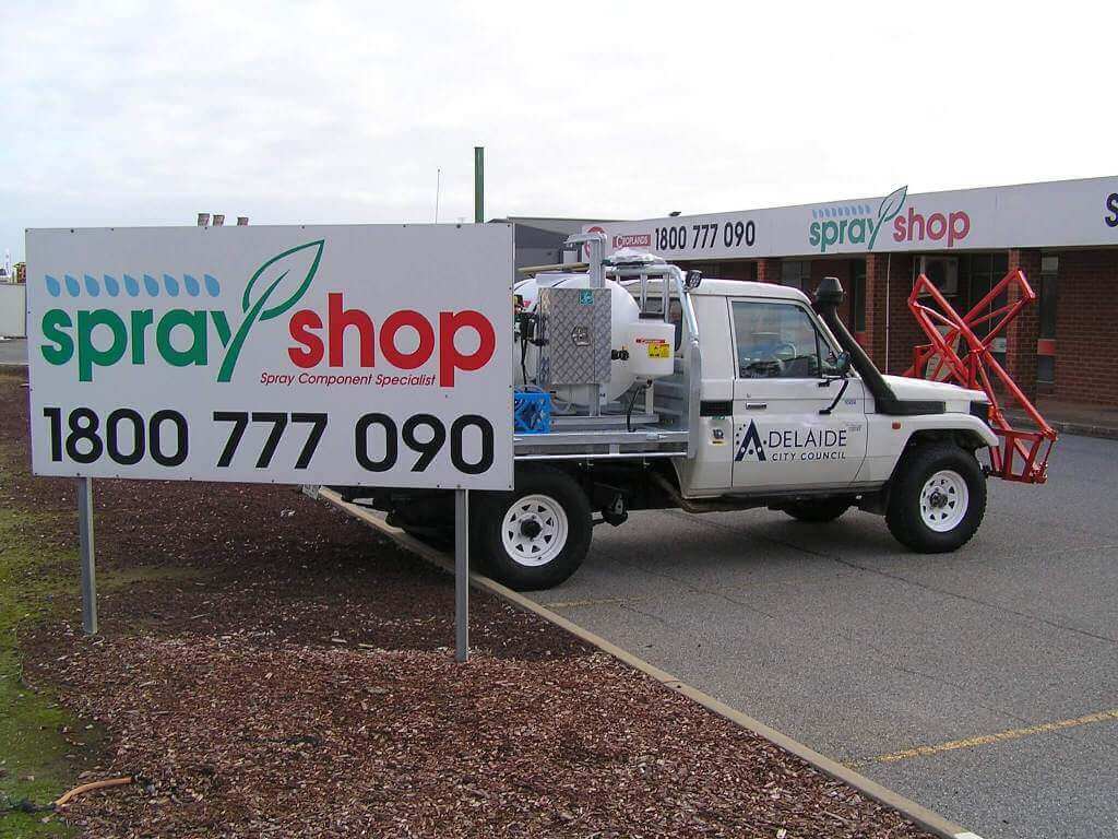 A Parks and garden turf sprayer mounted on a Toyota Land Cruiser for Adelaide Council