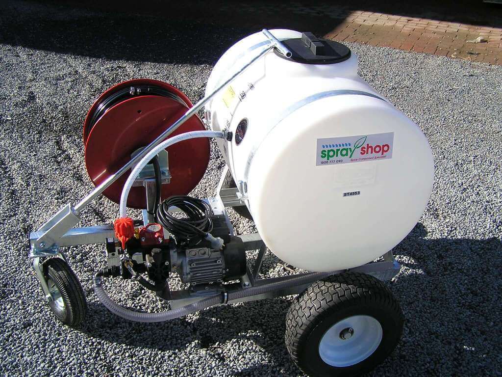 purpose built 200 litre tank with 100metre hose reel with AR252 electric pump, made for Bowling Green maintenance